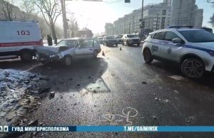 В Минске на Рокоссовского авария со встречным автомобилем