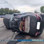 В Гродно авария с тремя автомобилями, «Тойота» перевернулась после попытки избежать столкновения