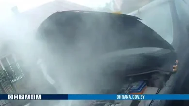 В Барановичах сотрудники охраны потушили загоревшийся автомобиль